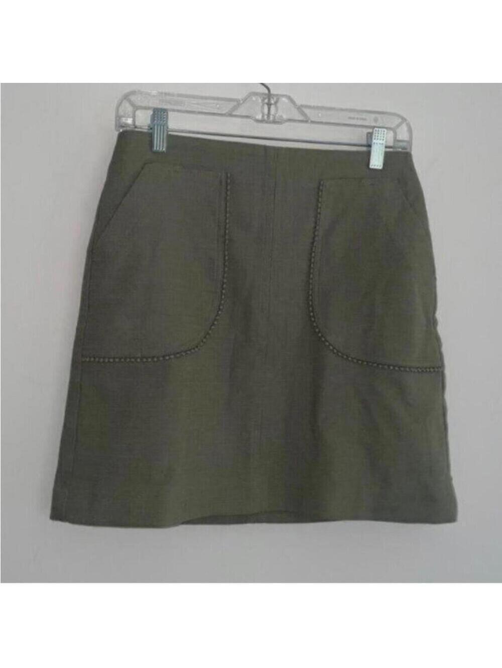 Loft Outlet Petites Green Pencil Skirt Trimmed Pockets Career Work Basic